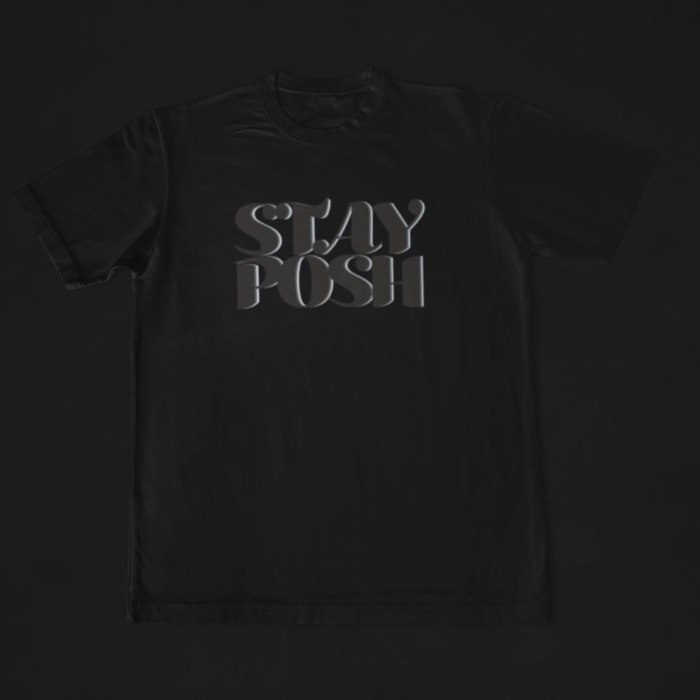 Comfy Black "STAY POSH" Logo Short Sleeves Tee Shirt Size Large